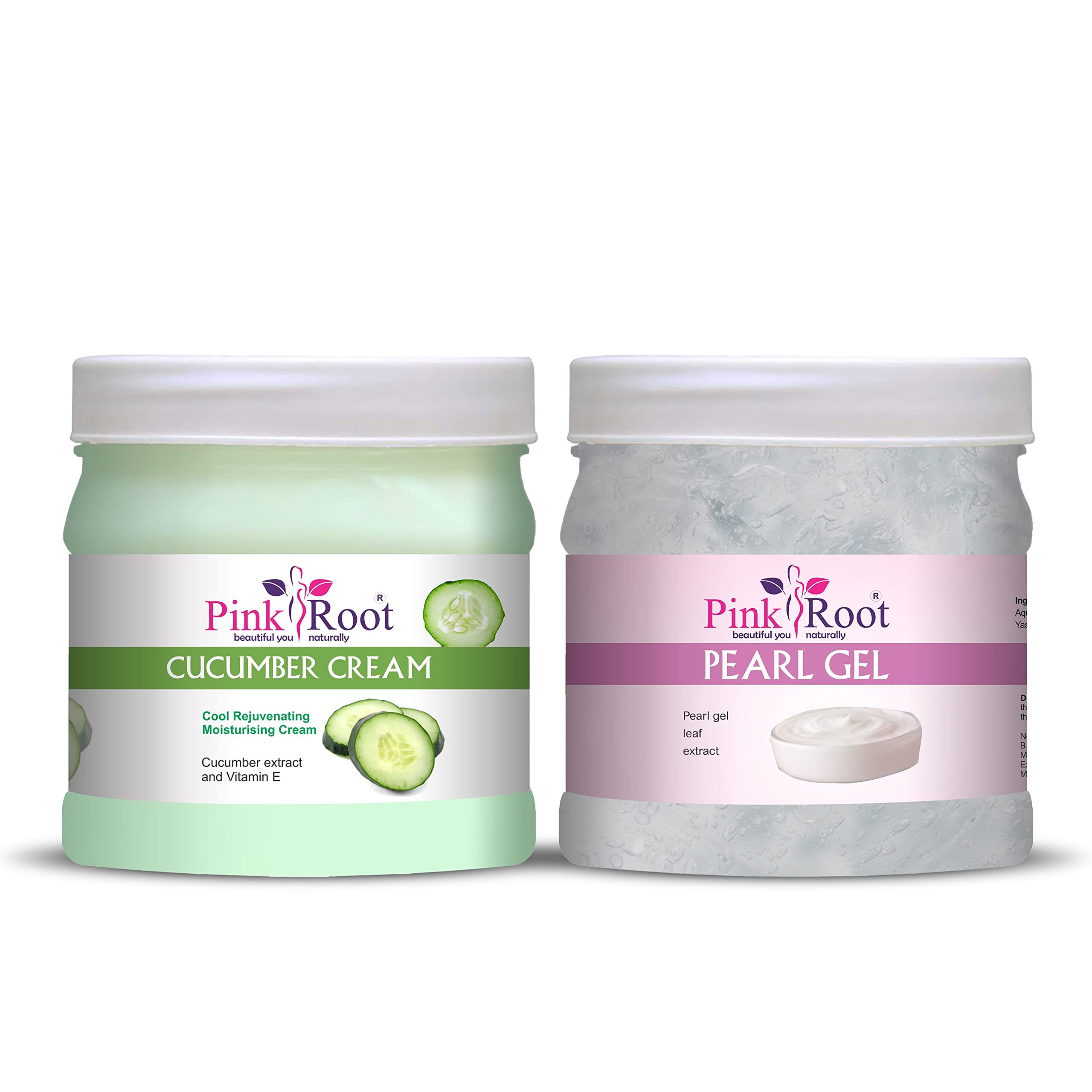 Pink Root Cucumber Cream 500g with Pearl Gel 500g - Brightening & Hydrating Skincare Set for Face & Body Care | Perfect for Dry Skin & Night Routine