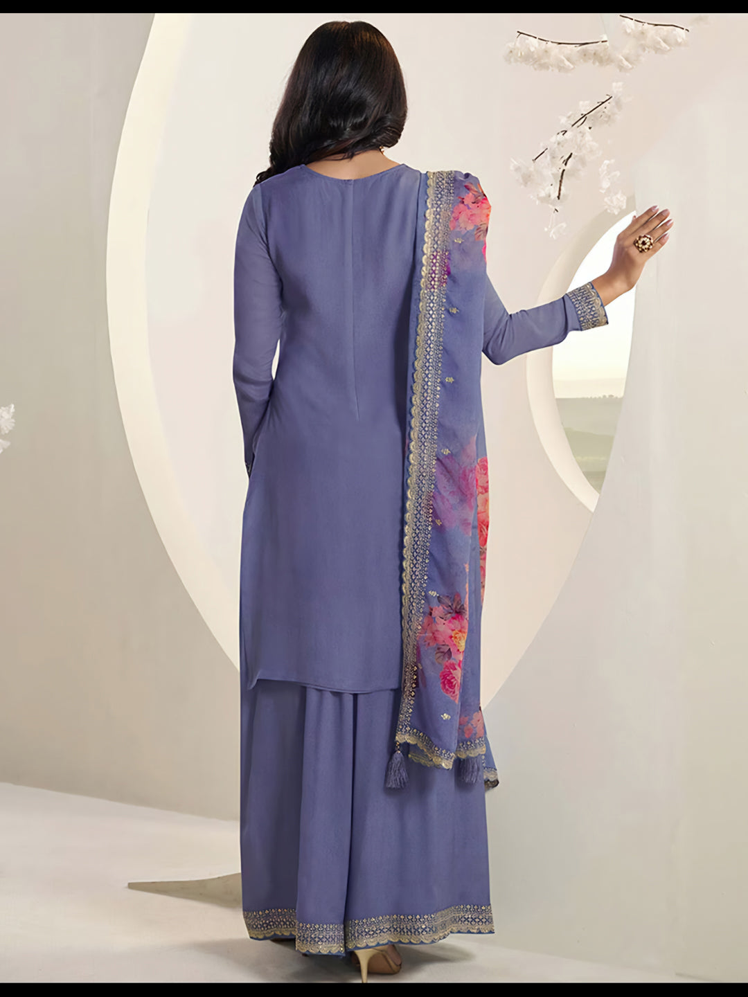 Stylish Blue Designer Sharara Suit with Printed Dupatta - Elegant Ethnic Outfit for Weddings, Parties & Festive Occasions