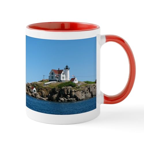 White/Red Inside - Nubble Lighthouse Mug Mugs