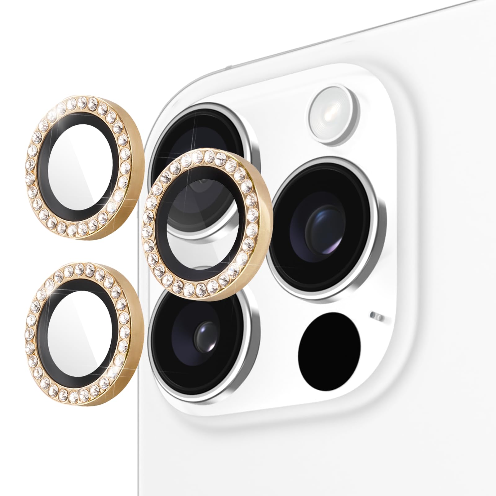 Kate Spade New York iPhone 16 Pro Max/Pro Camera Lens Protector with Aluminum Ring - Set in Stone Gold | Premium Luxury Phone Accessory for Women | Perfect for Everyday Use & Special Occasions