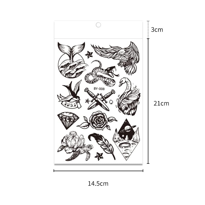 UV Neon Temporary Tattoos for Men & Women - Waterproof Fake Tattoo Stickers (21x15cm) | Armband, Butterfly, Animal & Dreamcatcher Designs for Parties, Festivals & Body Art