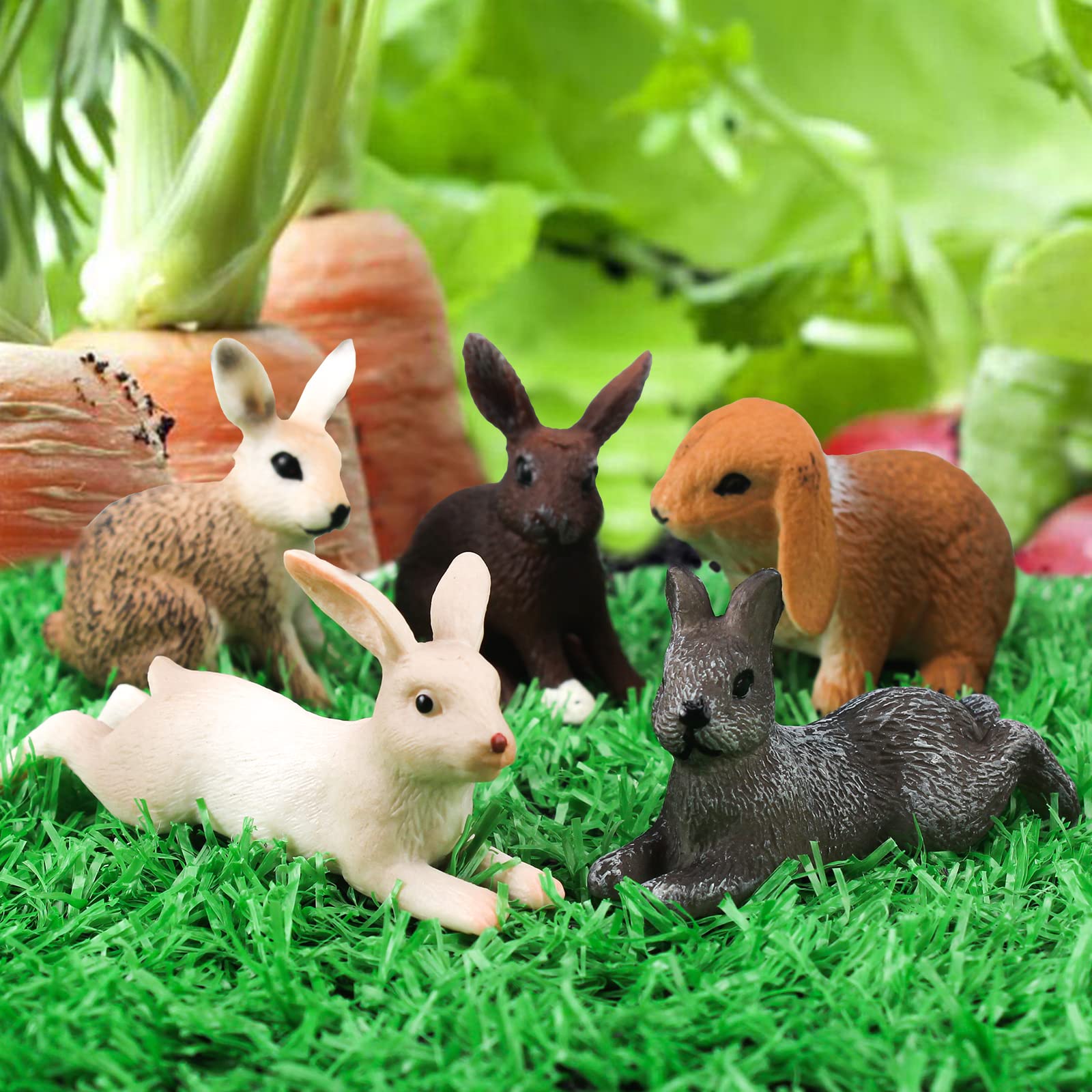 LC JoyCre 6PCS Bunny Cake Toppers - Mini Plastic Rabbit Figurines for Easter Cake Decorations, Kids Party Favors & Farm Animal Toys | Perfect for Easter Celebrations, Birthday Cakes, Baby Showers & Toddler Playtime