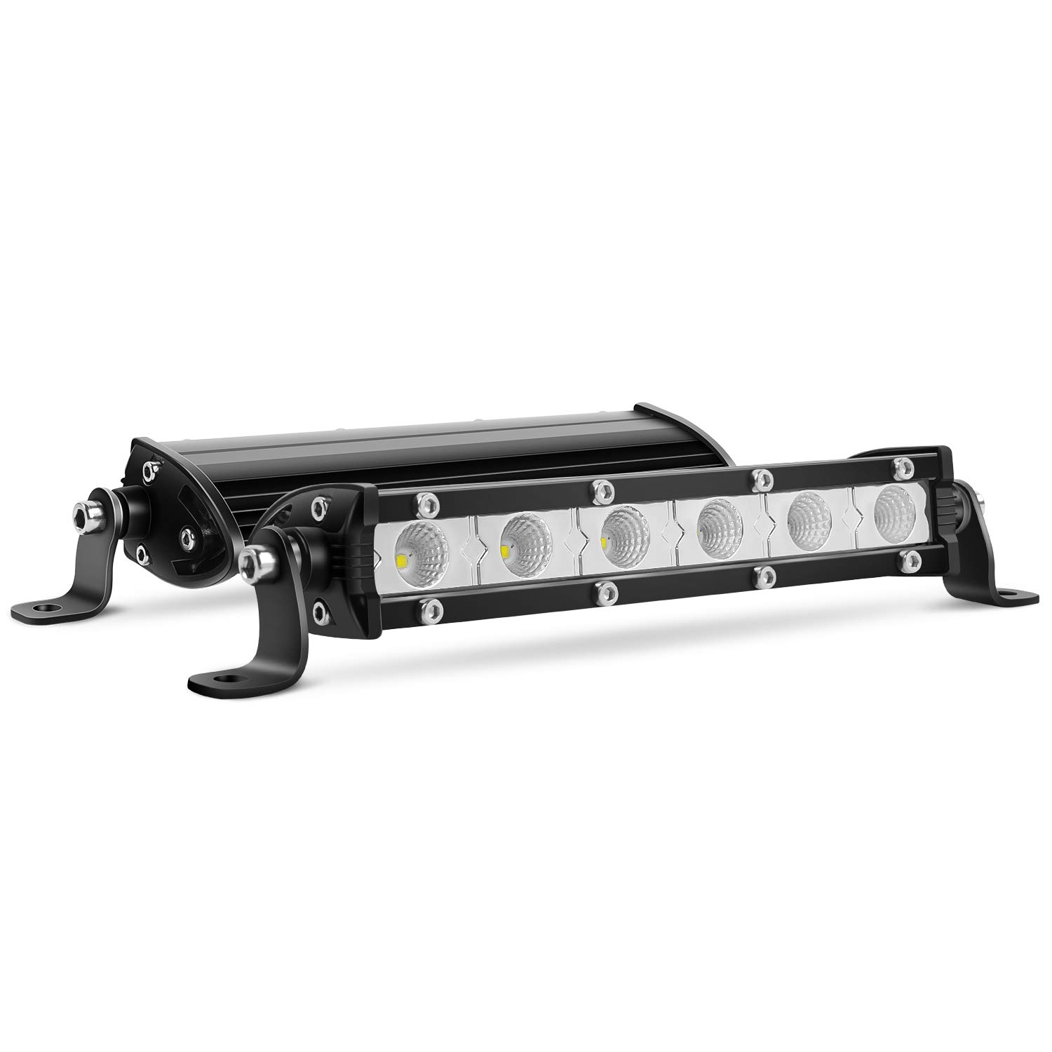 Nilight 2PCS 7 Inch 18W Ultra-Slim Single Row LED Flood Light Bar - Waterproof Offroad Fog Lights for Jeep, Truck, ATV, UTV, SUV, Tacoma, Subaru - Perfect for Night Driving, Work Lighting & Outdoor Adventures