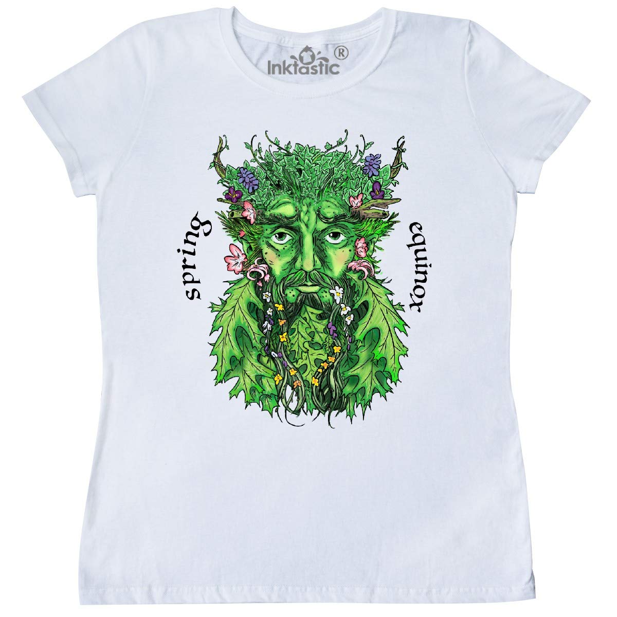 Inktastic 1st Day of Spring Greenman Spring Equinox Women's T-Shirt - Eco-Friendly Graphic Tee for Women, Nature Lovers & Earth Day Celebrations - Perfect for Spring Festivals, Outdoor Activities & Casual Wear