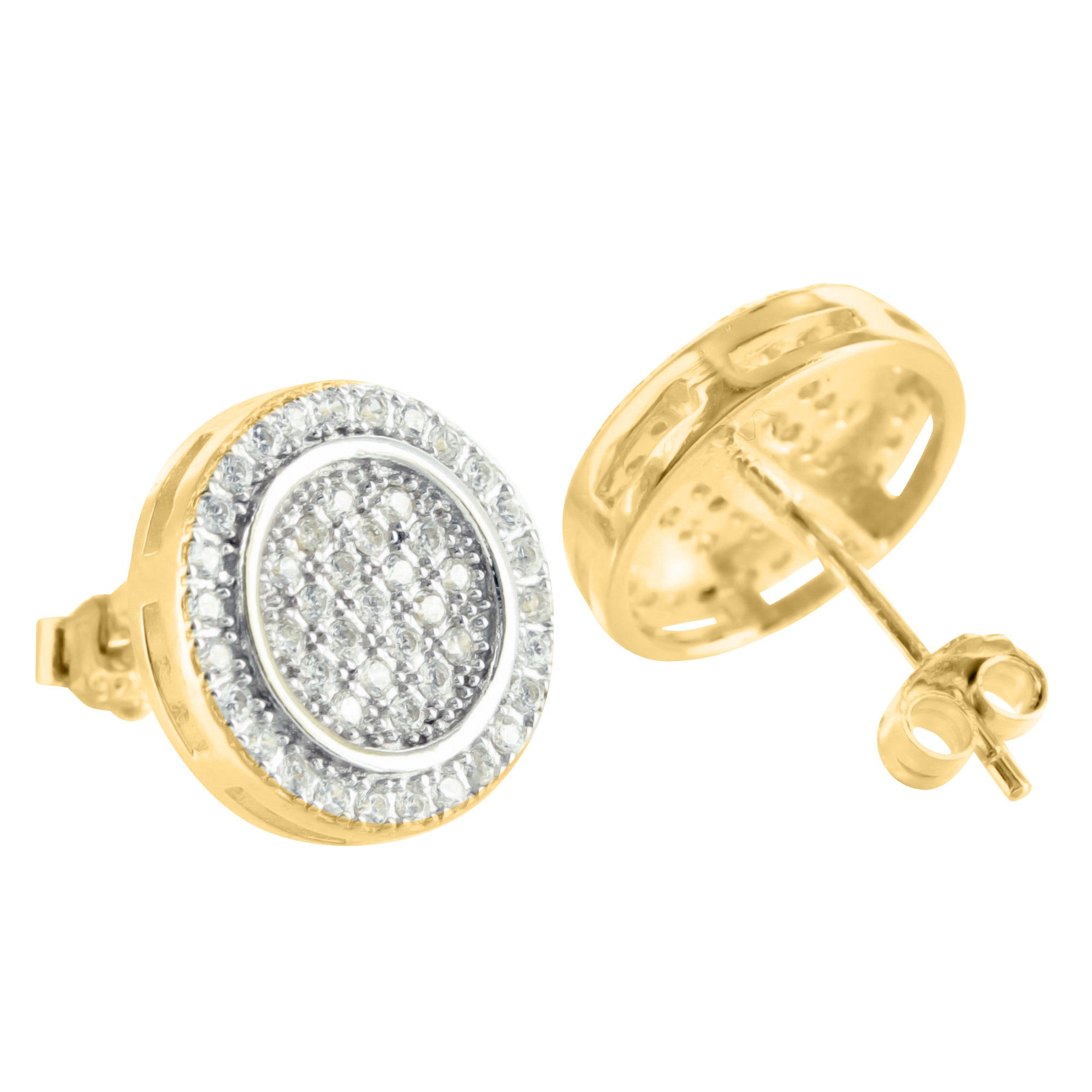 Round Gold Plated Silver Lab Diamond Stud Earrings for Women - Perfect for Weddings, Parties & Everyday Elegance