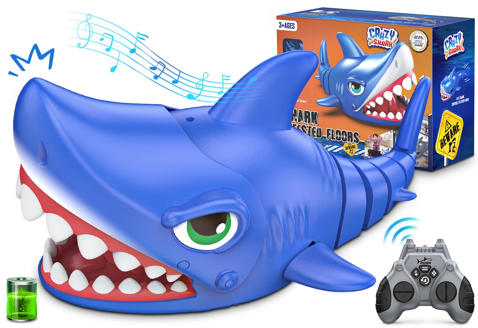 Rechargeable Remote Control Shark Toy for Kids Ages 3-12 - Realistic Swimming & Biting RC Robot with LED Lights | Interactive STEM Gift for Boys & Girls | Perfect for Pool Parties, Birthday Presents & Stocking Stuffers