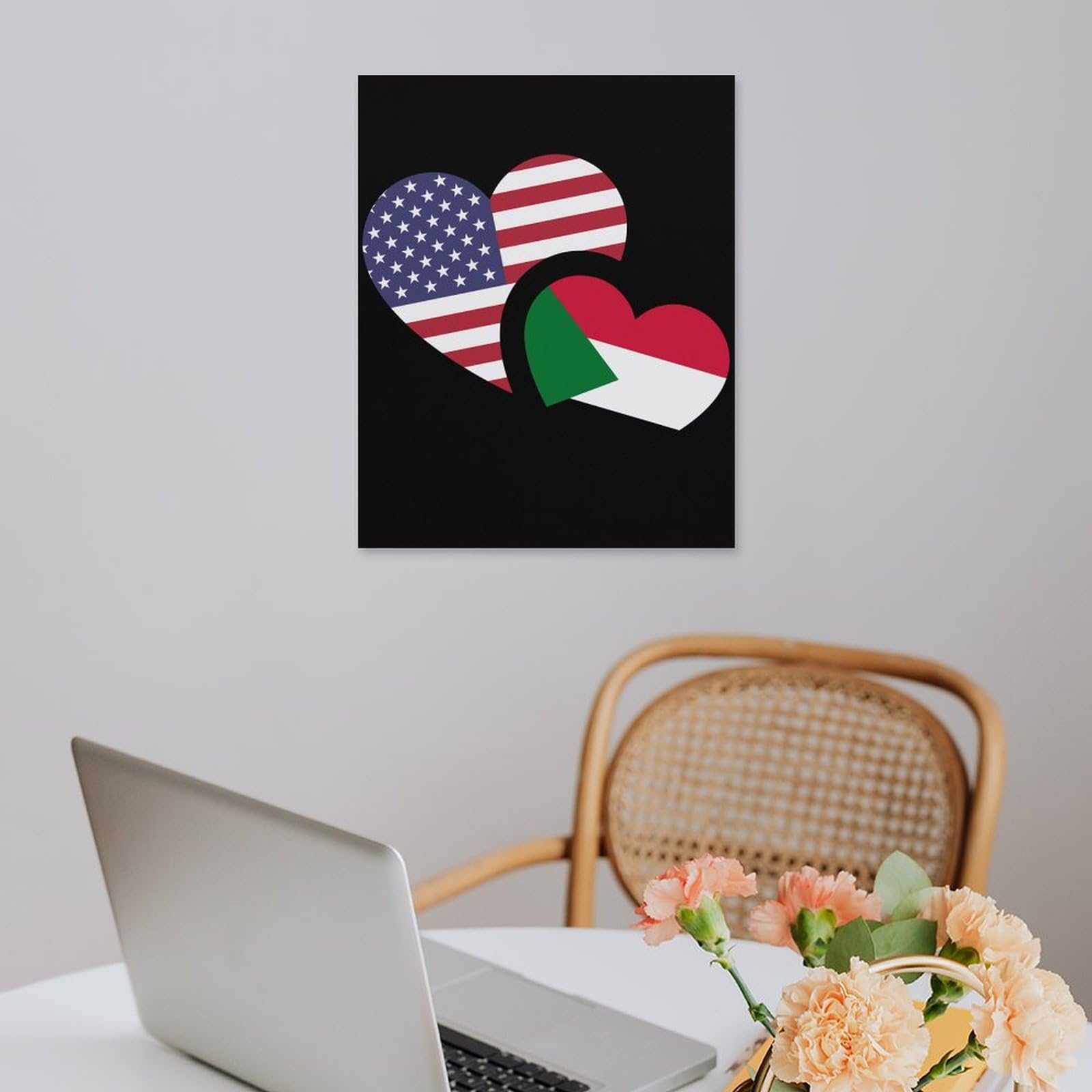 American Flag Canvas Wall Art - 16x20 Inch (40x50cm) Patriotic Home Decor with Wooden Frame - Perfect for Living Room, Bedroom, Office & Gift Giving