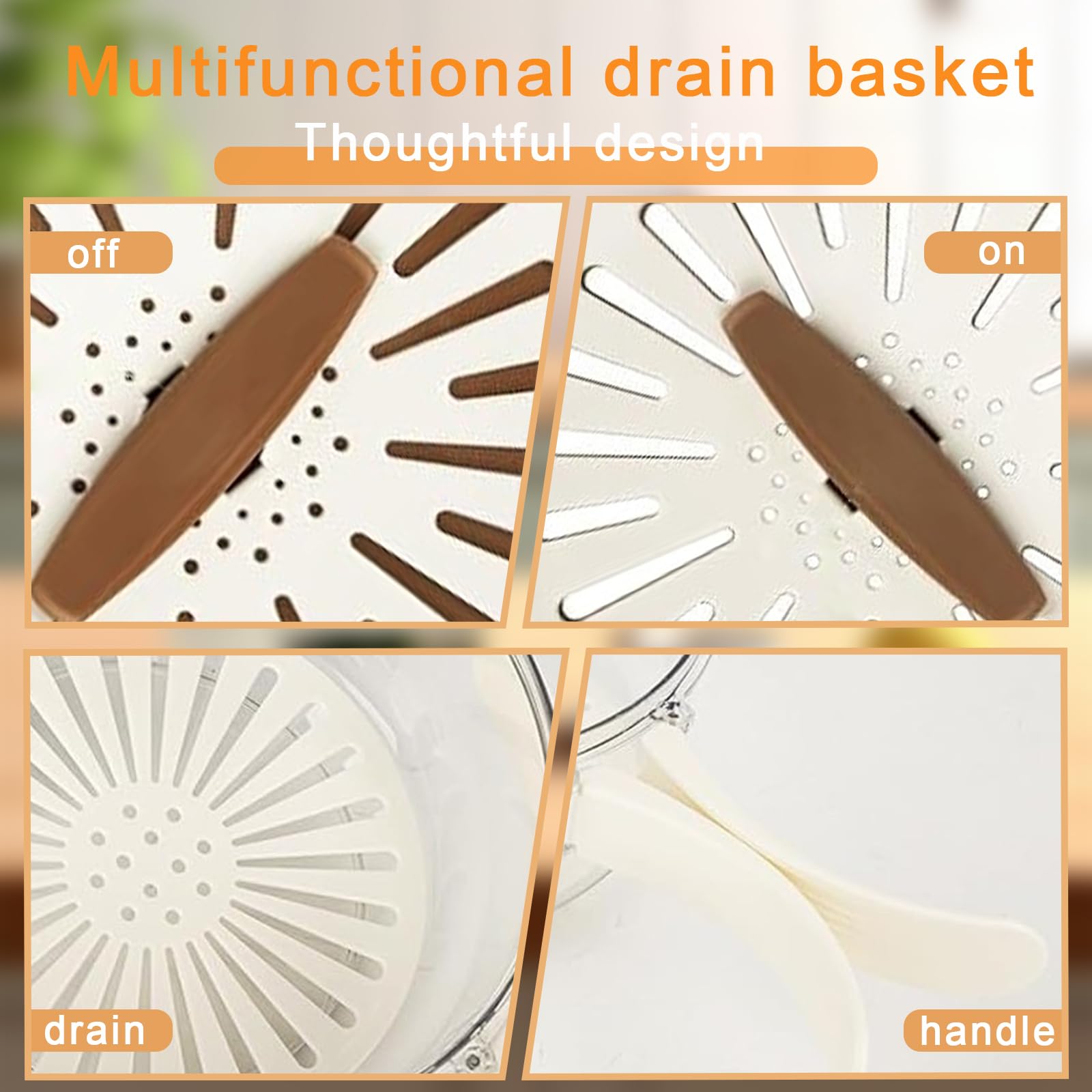 3-in-1 Kitchen Colander Bowl with Handle - Multifunctional Fruit & Vegetable Strainer, Drainer Container for Washing Produce - Perfect for Salad Prep, Pasta Draining & Berry Washing