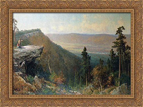 Thomas Hill Hudson River Valley Landscape Art Print - 24x18 Gold Ornate Wood Framed Canvas Painting - Catskill Mountain House View - Perfect for Living Room, Office & Home Decor