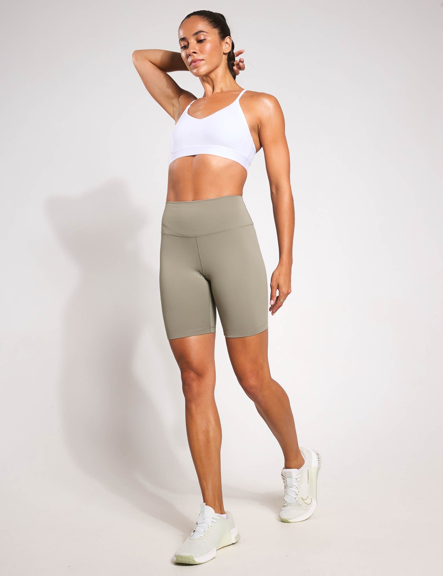 Indy Light Support Sports Bra - White/Stone Mauve - Comfortable Workout Bra for Yoga, Running & Gym