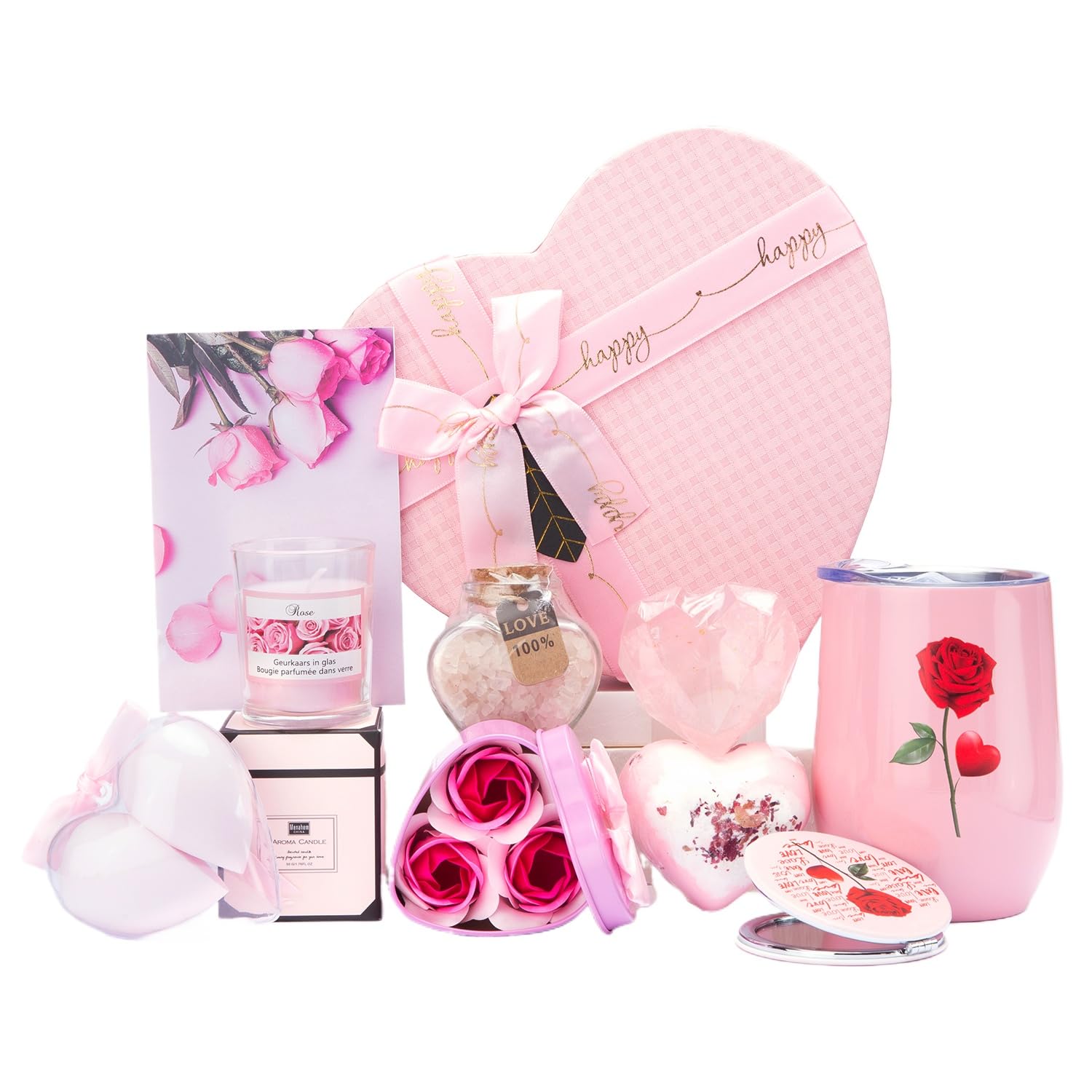 Romantic Heart-Shaped Pink Rose Gift Box for Women - Perfect Birthday, Anniversary, Wedding & Engagement Gifts for Girlfriend, Wife & Lover | Elegant Valentine's Day, Mother's Day & Christmas Present with Love Note