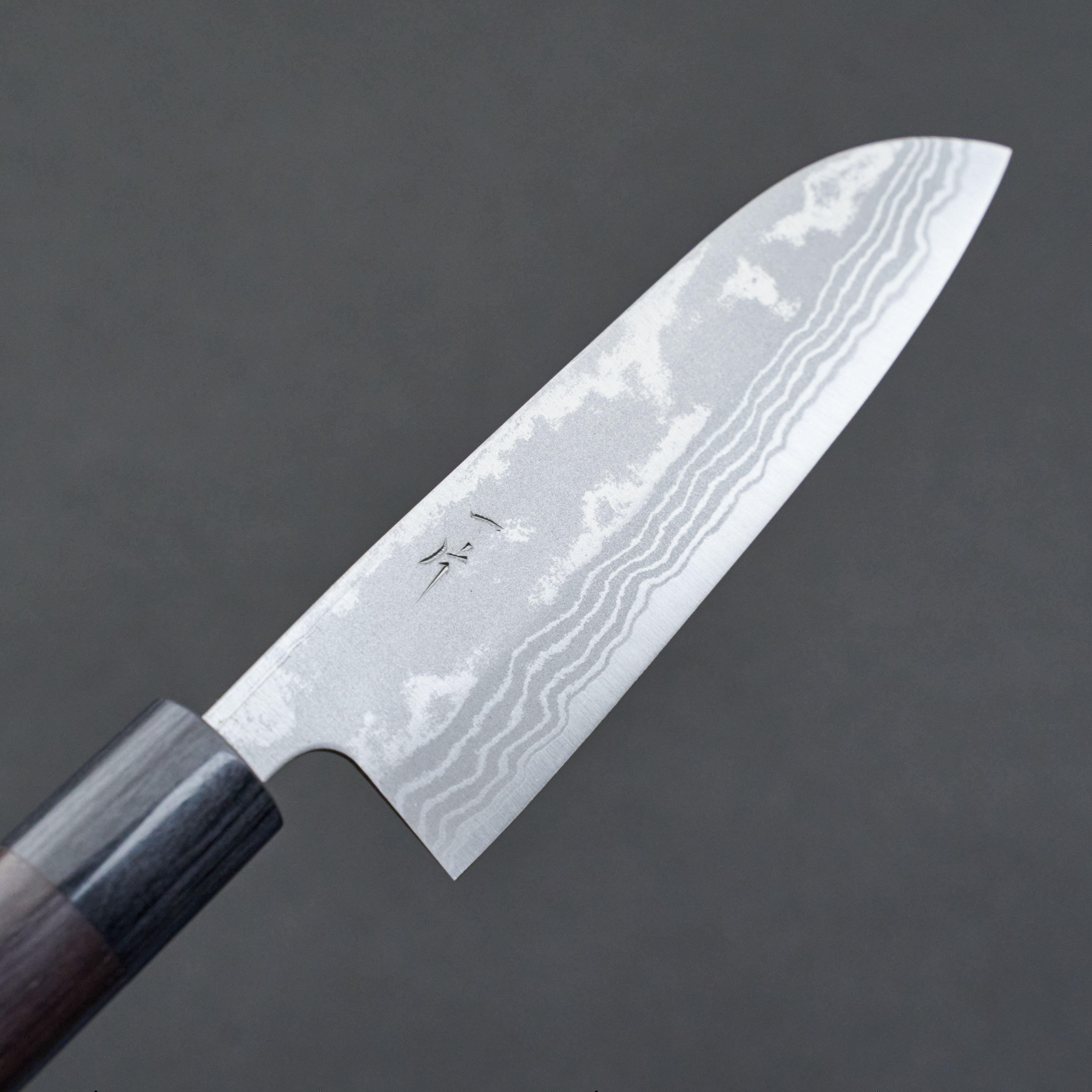 Hitohira GR Blue #2 Damascus Santoku Knife 135mm - High Carbon Steel Japanese Kitchen Knife for Precision Slicing, Dicing & Chopping - Perfect for Home Chefs & Professional Cooking