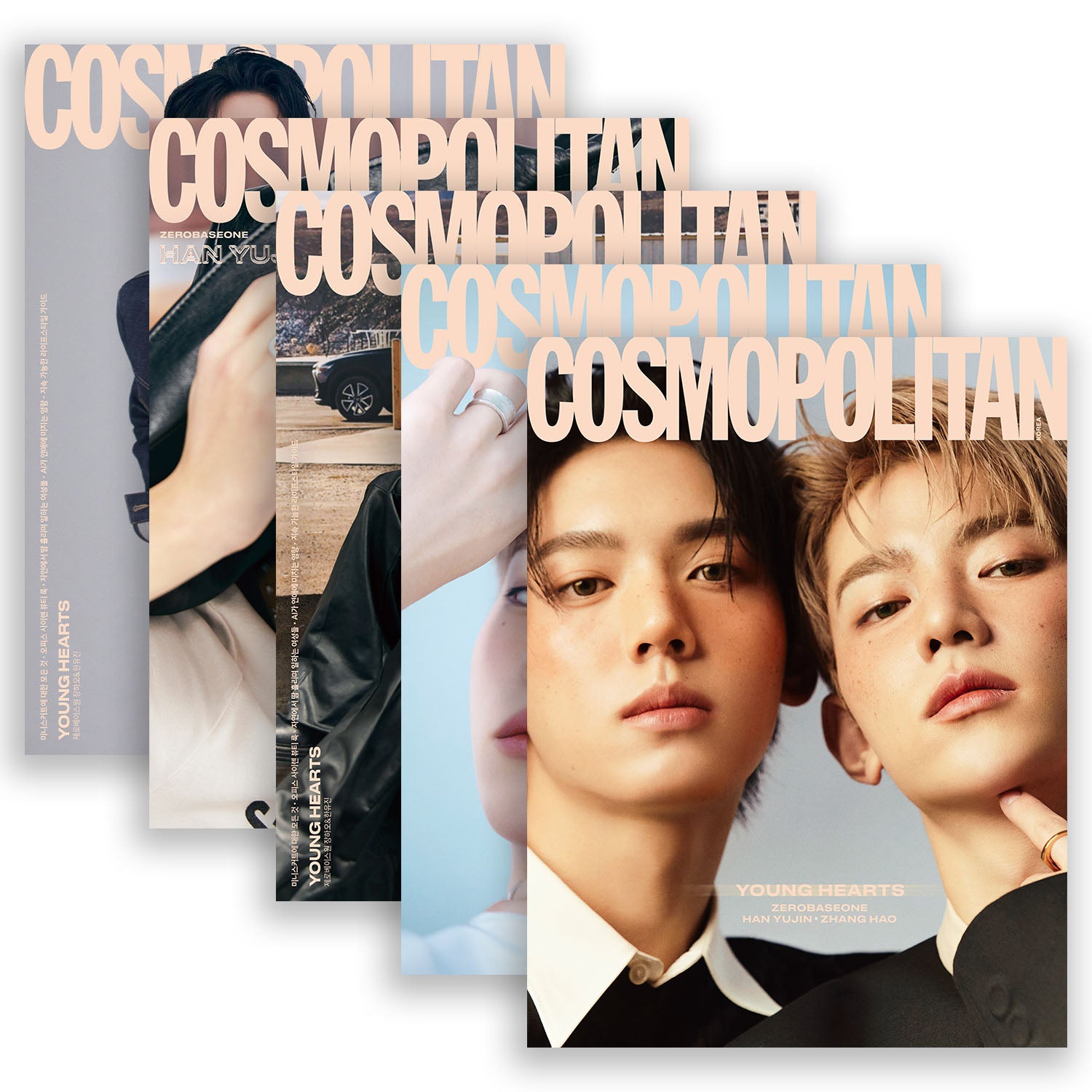 Zhang Hao & Han Yujin (ZB1) in COSMOPOLITAN Magazine April 2024 Issue - Kpop Idol Fashion, Kpop Collectibles & Fan Merchandise - Perfect for Kpop Fans, Collectors and Kpop Memorabilia Displays