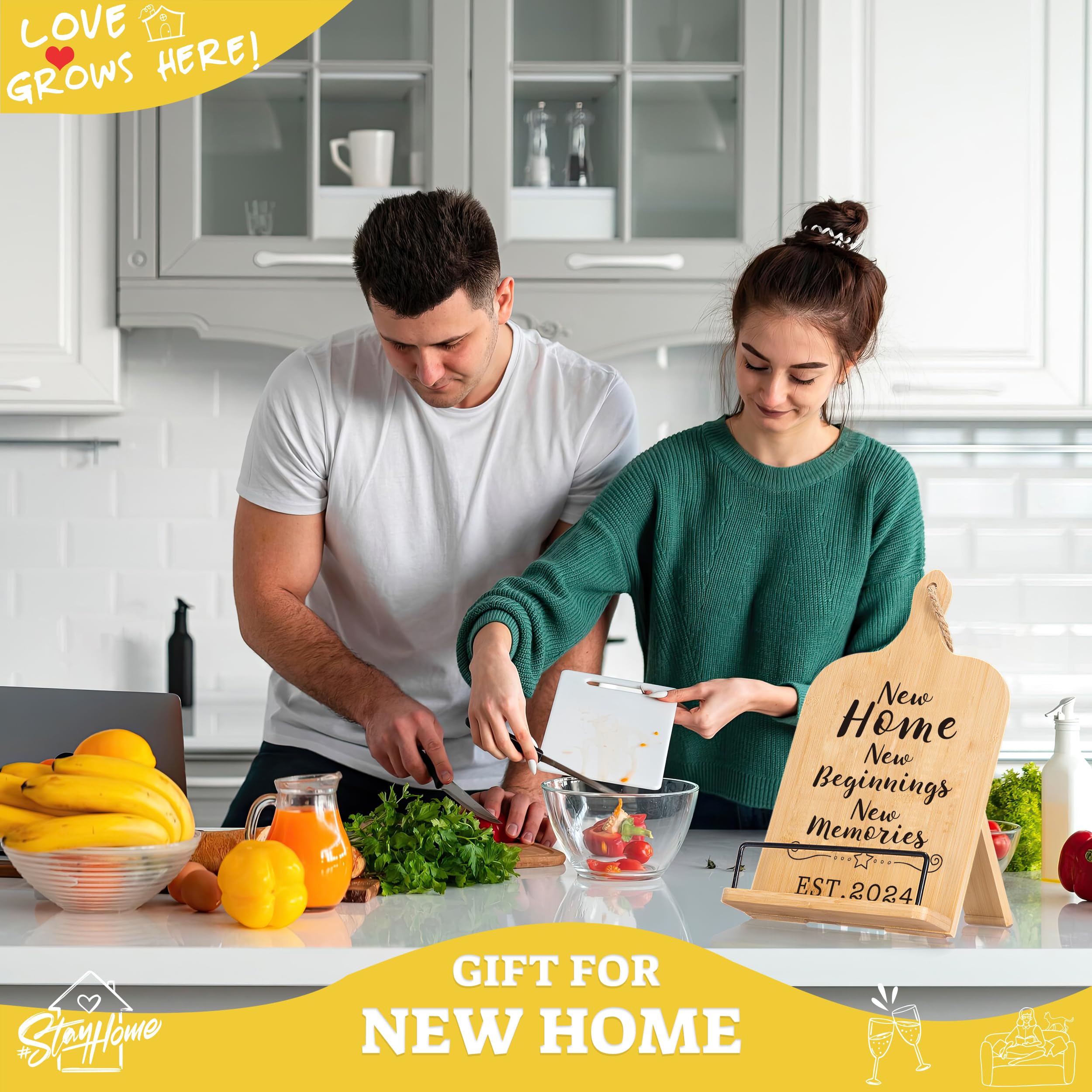 New Home Gift Cookbook Stand - Perfect Housewarming & Kitchen Gift for Women - Ideal for Cooking & Recipe Display