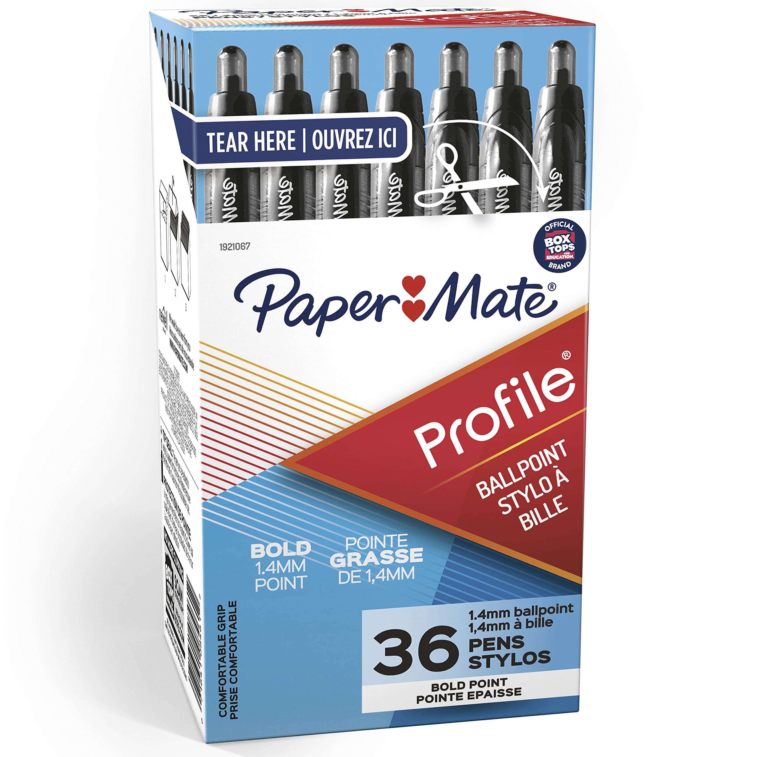 Paper Mate Profile Ballpoint Pens - Bold Point (1.4mm) Black Ink, Box of 36 - Smooth Writing Pens for School, Office, Note Taking & Everyday Use