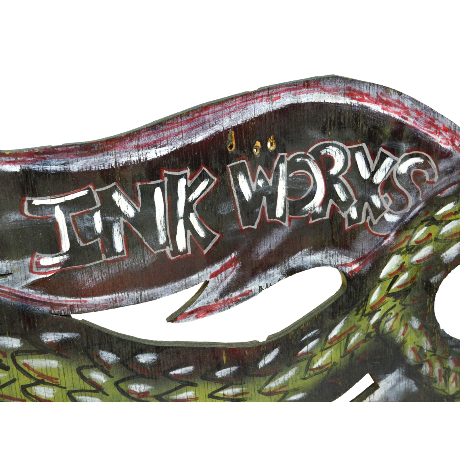 Unique Handmade OOAK Ink Works Tattoo & Piercing Sign - 48 Dragon Design - Perfect for Tattoo Parlors, Body Art Studios & Alternative Decor