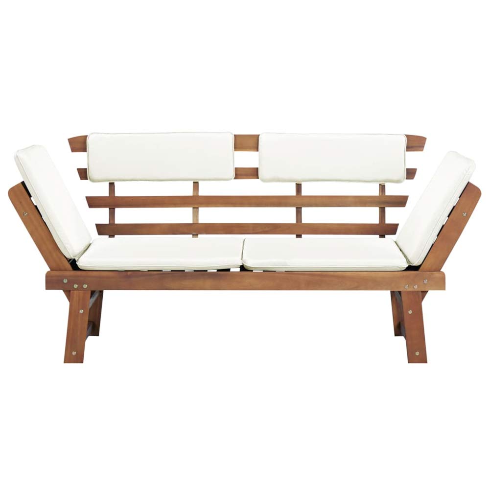 2-in-1 Solid Acacia Wood Garden Bench with Cushions - 74.8