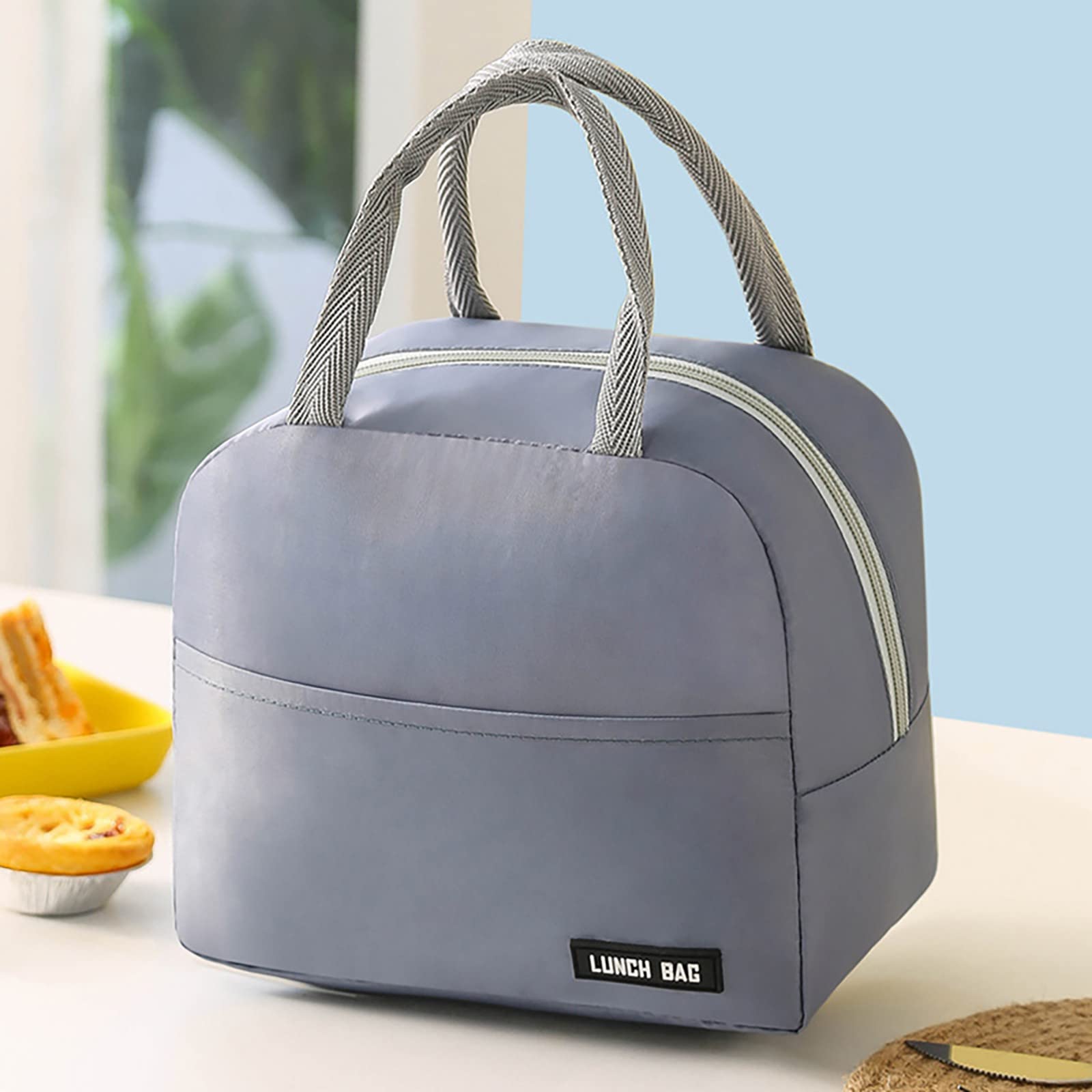 Insulated Lunch Bags for Women & Men - Large Capacity Thermal Bento Box Bag, Thickened Portable Lunch Tote for School, Office, Picnic & Camping | Stylish Solid Color Twill Lunch Cooler for Daily Use