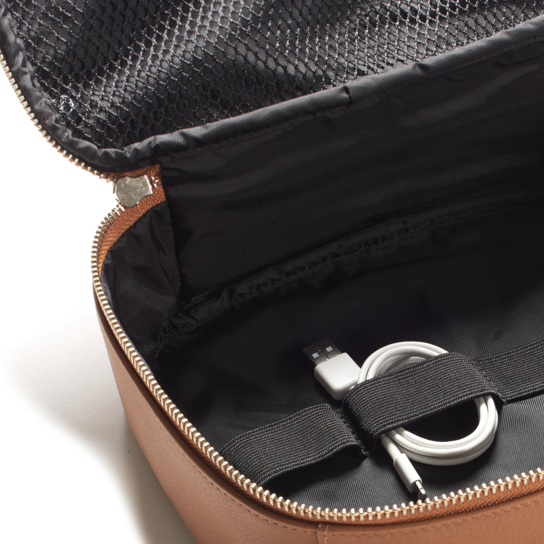 Premium Large Tech Bag Organizer - Cognac Leather Laptop & Gadget Organizer for Work, Travel & Daily Commute - Perfect for Professionals & Students