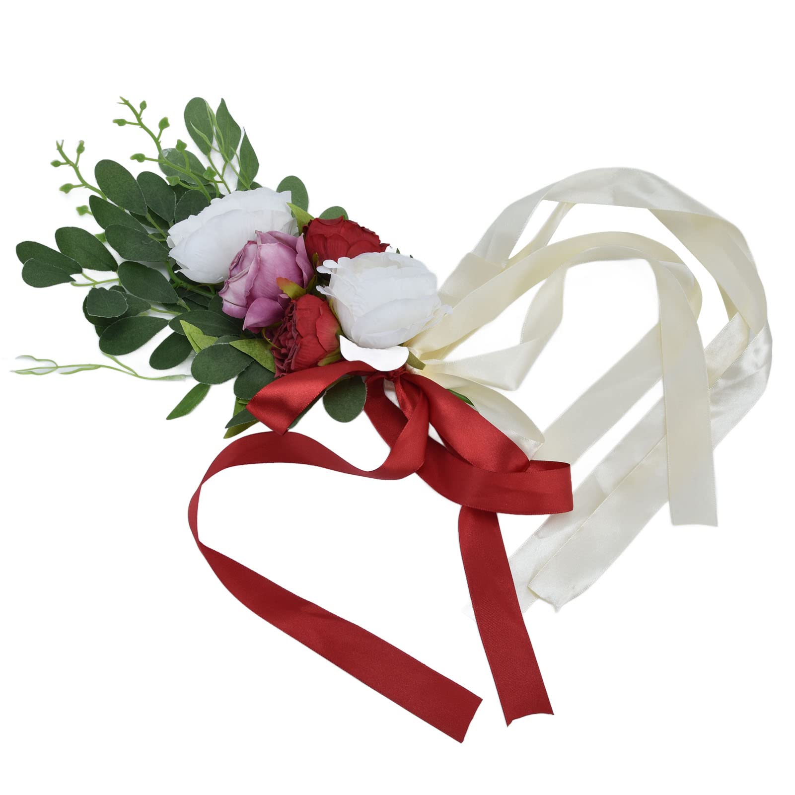 Wedding Chair Decorations - Artificial Silk Flower Sash for Wedding, Party & Photography Props - Elegant Chair Decor for Ceremony, Reception & Event Decorations