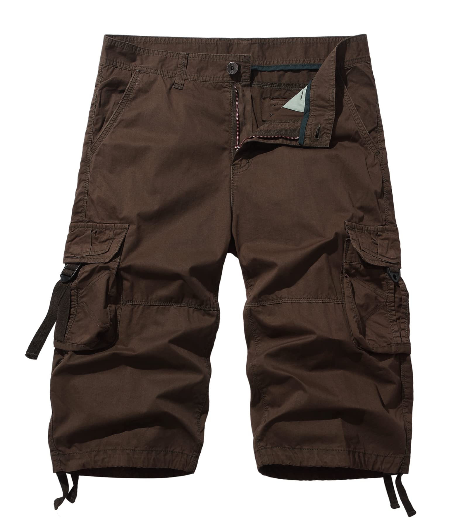 Men's 3/4 Length Cargo Shorts - Below The Knee Stretch Comfort Outdoor Hiking & Summer Casual Wear