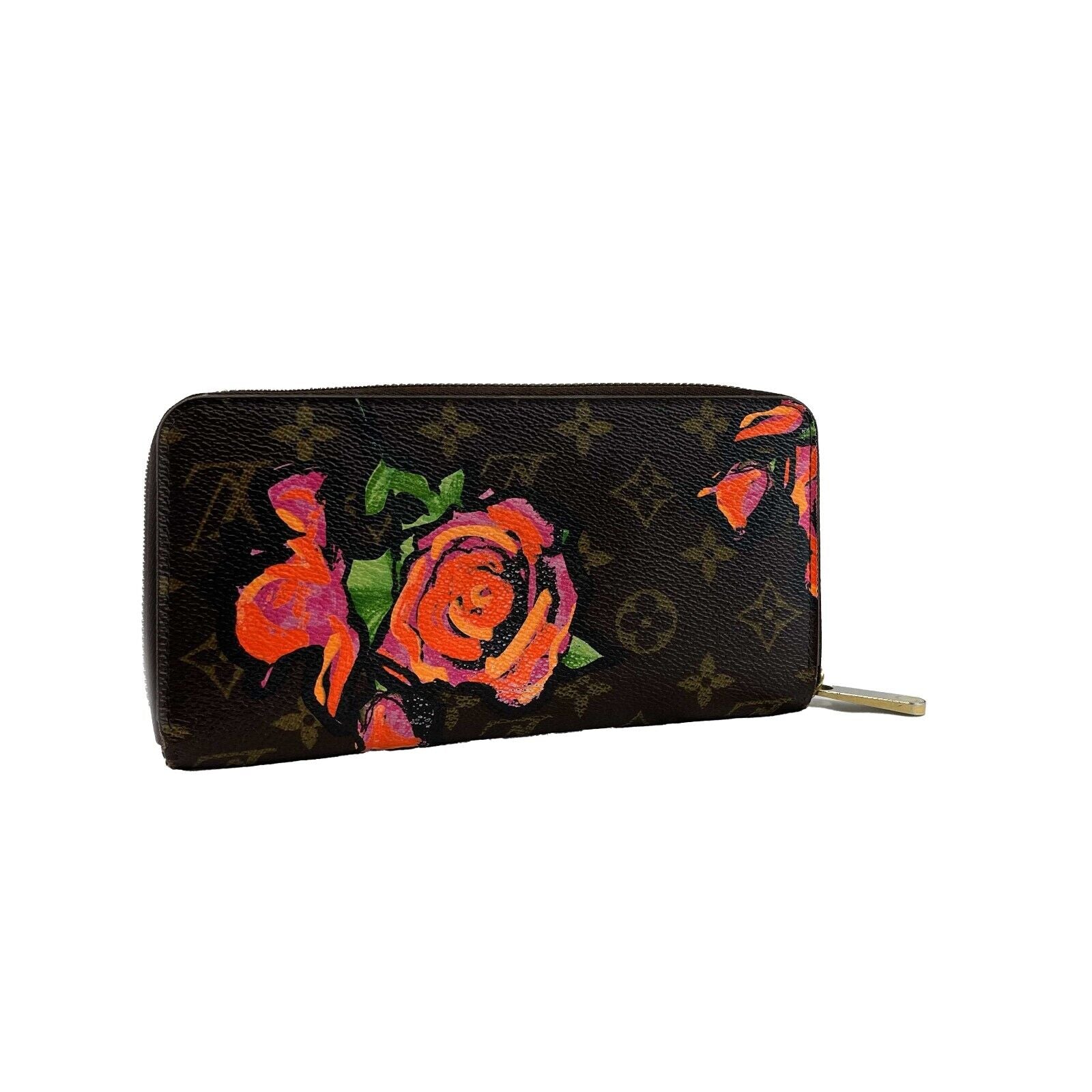 Authentic Louis Vuitton LV Monogram Rose Steven Sprouse Zippy Wallet in Brown Canvas - Stylish Compact Wallet for Women, Perfect for Everyday Use & Travel Accessories