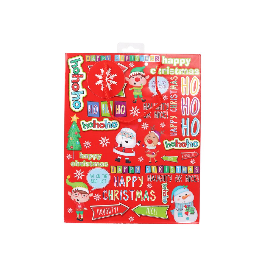 GIFTMAKER Christmas Paper Gift Bags - Medium Size (10 Pack) for Holiday Presents, Party Favors & Stocking Stuffers | Xmas Decorations & Santa Claus Themed Gift Wrapping