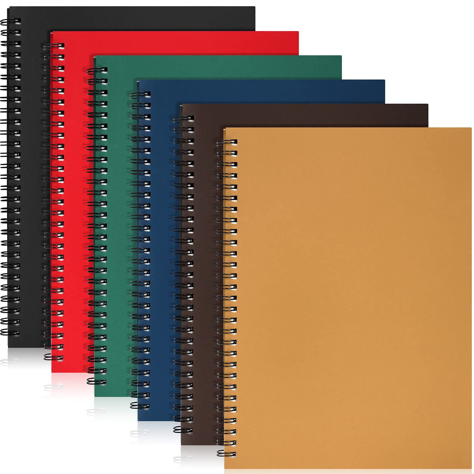 Epakh 6-Pack B5 Spiral Notebooks - Ruled Lined Paper Journals, 70 Sheets/140 Pages, 10.5 x 7.3 Inch Wire Bound Notepad with Hard Cover - Multi Color for Office, School, Travel & Sketching