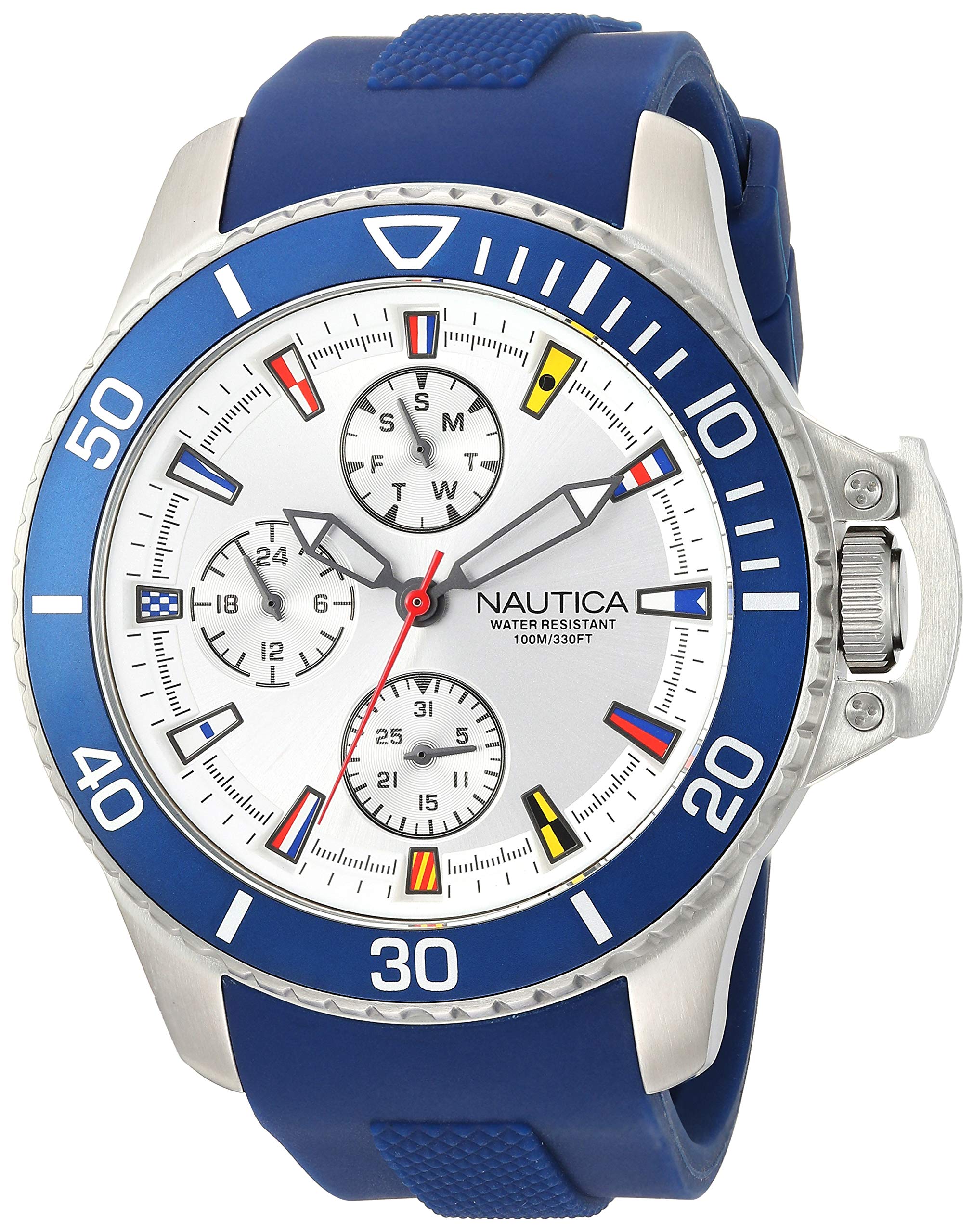 Nautica Men's Quartz Watch with Resin Silicone Band - Waterproof Casual & Dress Watch for Business, Travel & Everyday Wear