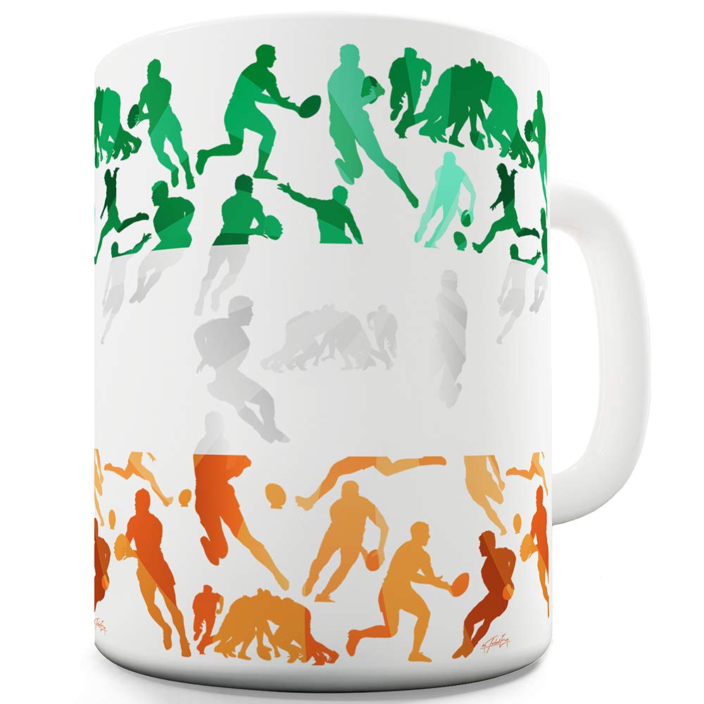 Ireland Rugby Collage 15oz Ceramic Novelty Mug - Perfect Gift for Rugby Fans & Irish Sports Enthusiasts - Great for Game Day, Office Use & Collectibles