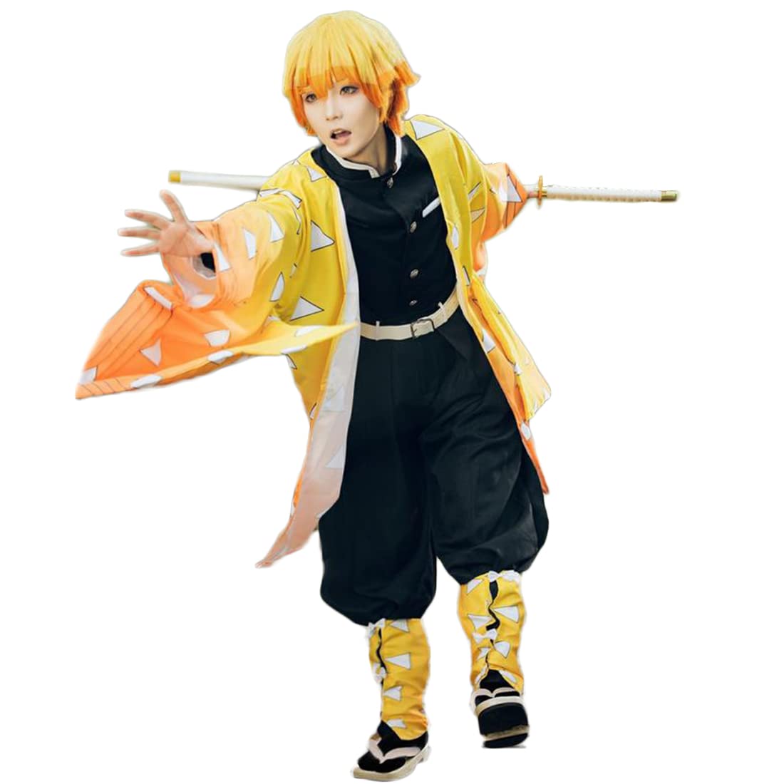Demon Slayer Zenitsu Agatsuma Cosplay Costume - Anime Kimetsu no Yaiba Outfit for Halloween & Convention