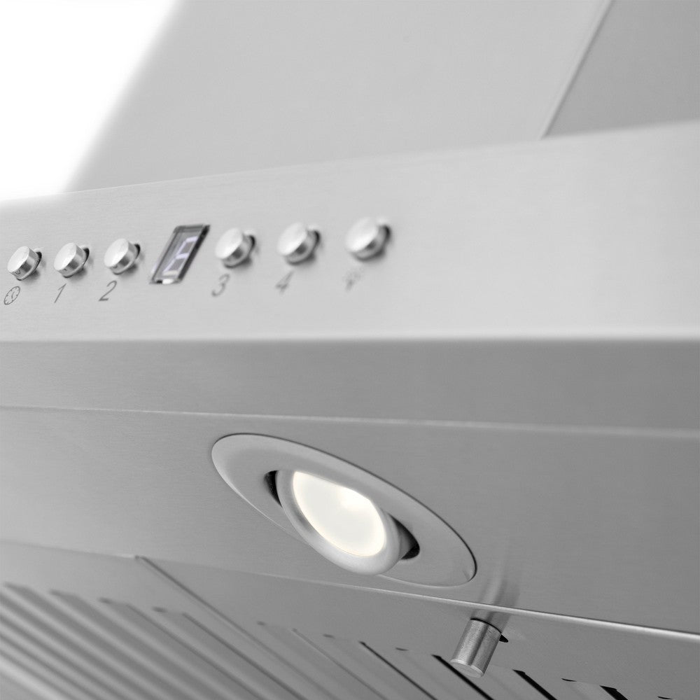 ZLINE GL2iCRN BT Stainless Steel Island Mount Range Hood with Built-in CrownSound Bluetooth Speakers - Premium Kitchen Ventilation for Modern Homes, Perfect for Cooking & Entertaining