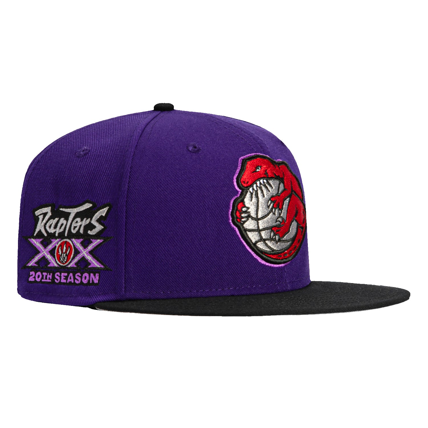 Mitchell & Ness Toronto Raptors 20th Anniversary Embroidered Snapback Hat - Purple & Black NBA Basketball Cap for Men & Women - Perfect for Games, Streetwear & Fan Collections