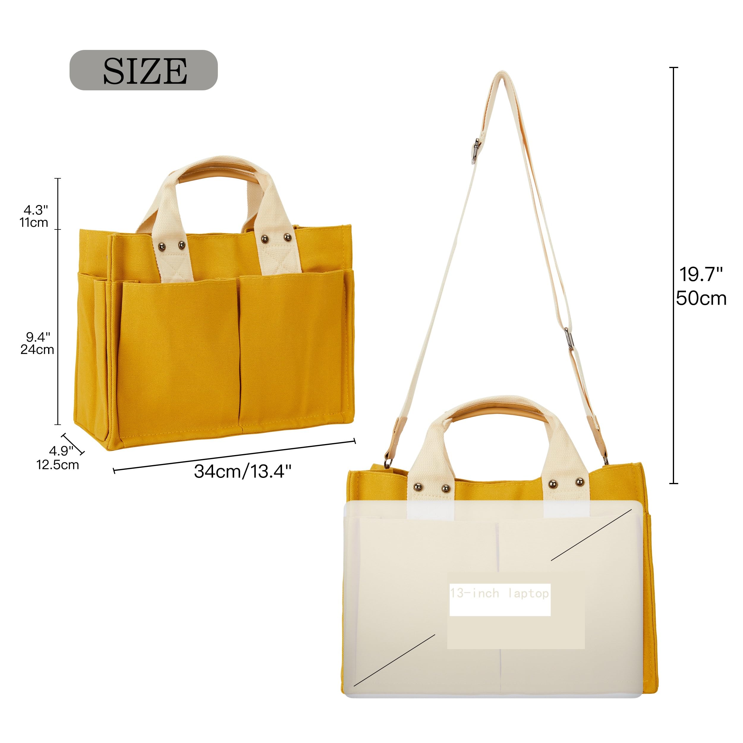 Stylish Women's Canvas Tote Bag with Multiple Pockets - Durable & Lightweight for Shopping, Beach, Work & Travel