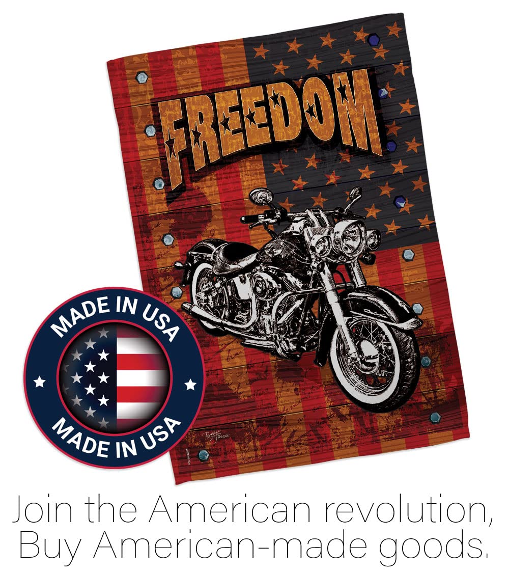 Americana Motorcycle Banner - Patriotic Vertical Garden Flag 13x18.5in for Outdoor Decor