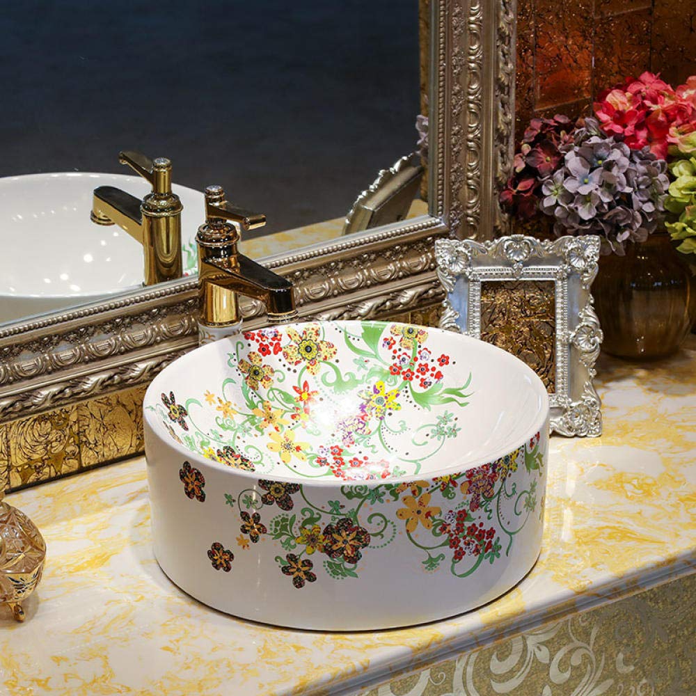 Premium Ceramic Vessel Sink - Modern Square & Round Countertop Bathroom Basin - Art Design for Vanity, Powder Room & Luxury Home Decor - Perfect for Contemporary Bathroom Renovations