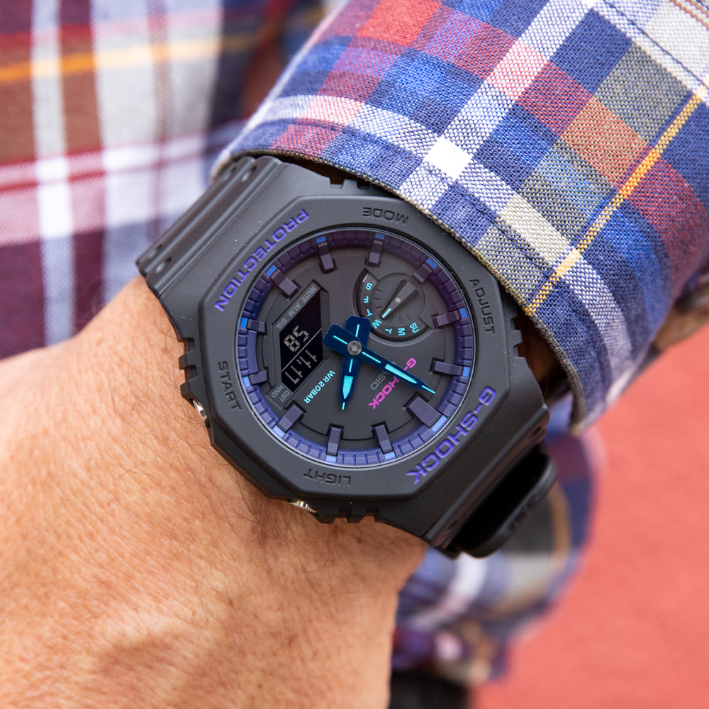G Shock GA2100VB 1A 'CasiOak' Analog-Digital Watch for Men - Shock Resistant, Waterproof, Solar Powered - Perfect for Outdoor Adventures, Sports & Daily Wear