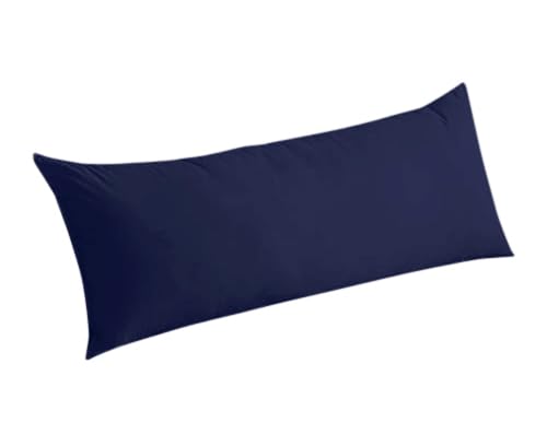 Premium 100% Natural Cotton Body Pillow Cover - 20x54 Inches, Soft 600 Thread Count, Zipper Closure, Blue - Ideal for Sleeping, Lounging & Pregnancy Support