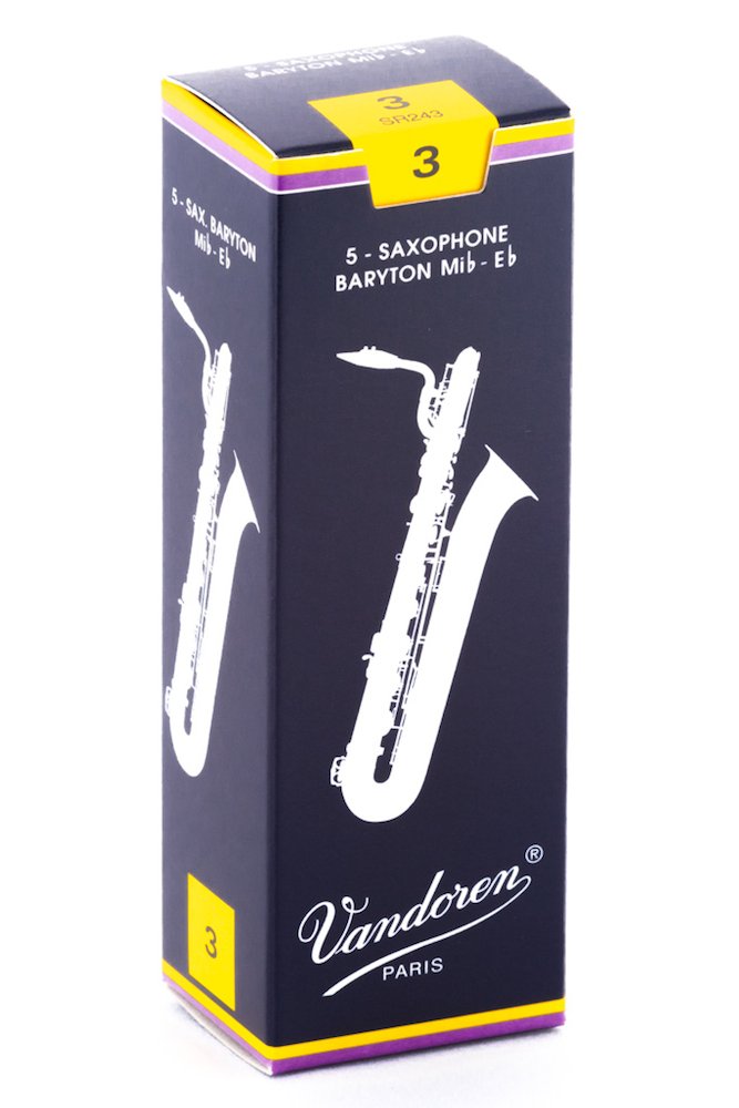 Vandoren SR243 Bari Sax Traditional Reeds Strength 3 (Box of 5) & SR213 Alto Sax Traditional Reeds Strength 3 (Box of 10) - Premium Woodwind Reeds for Jazz, Classical, and Band Performances