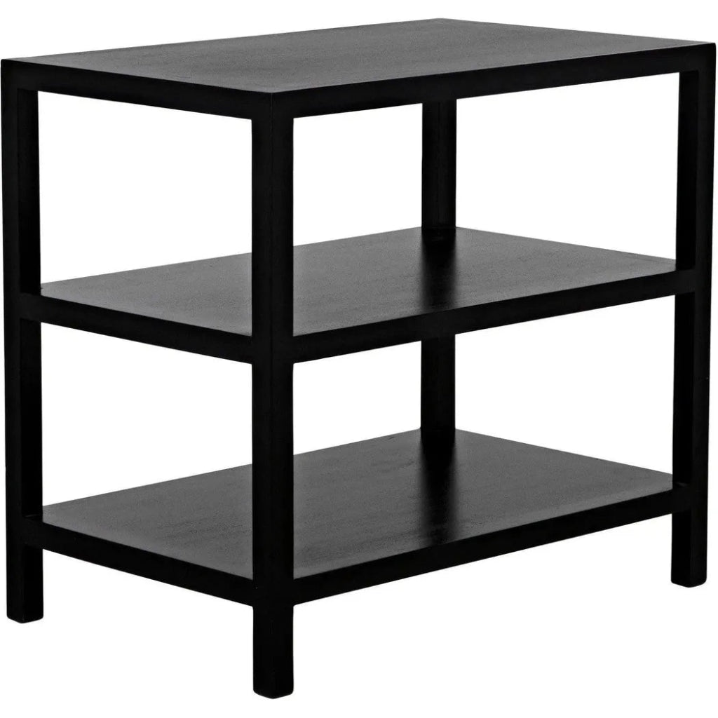 2-Tier Wooden Side Table - Black Rectangular End Table for Living Room, Bedroom & Office - Perfect for Holding Lamps, Books & Decor