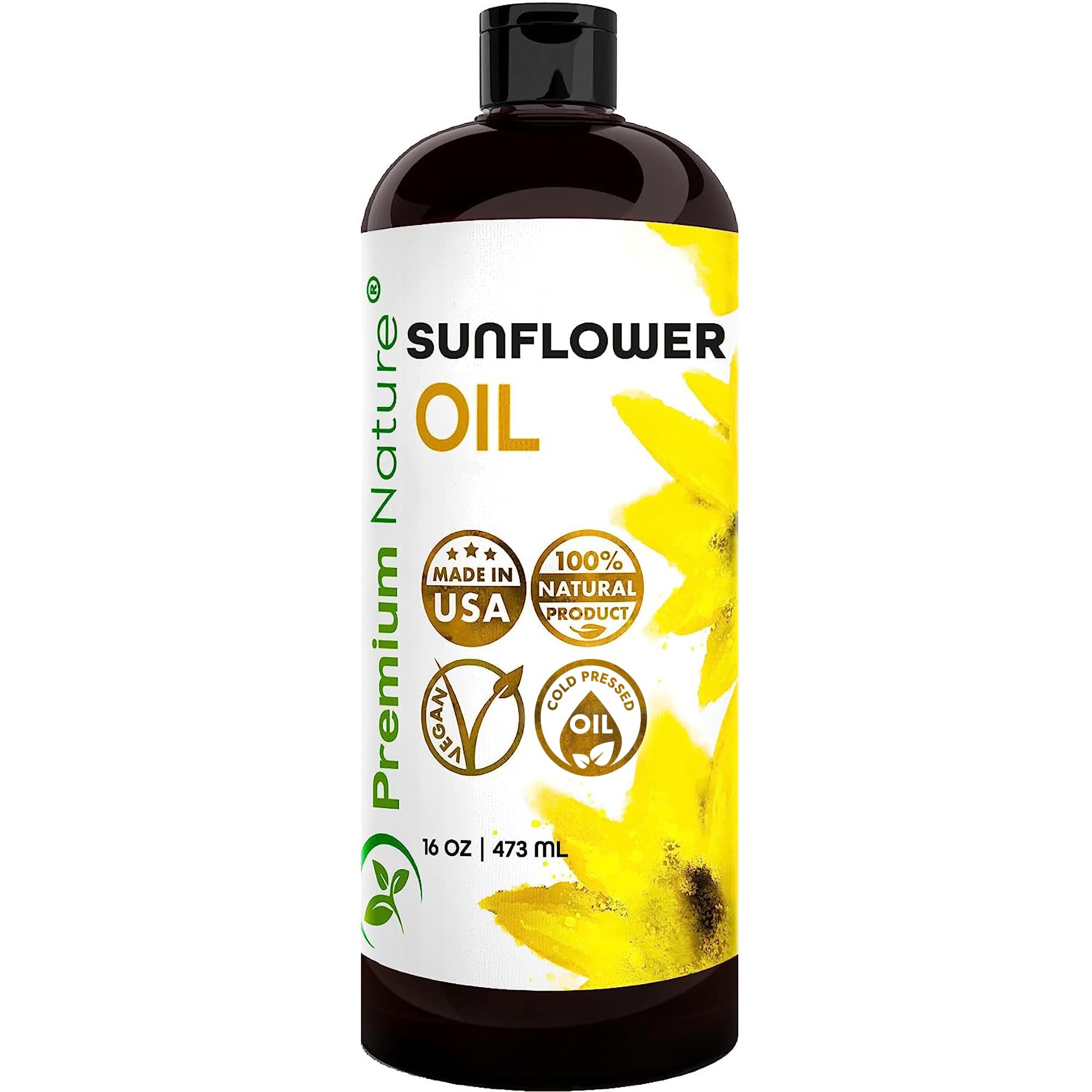**Organic Cold Pressed Sunflower Oil - 100% Pure Unrefined Sunflower Seed Oil for Skin, Hair & Massage | Natural Carrier Oil for Essential Oils Mixing | 16oz Bottle | Perfect for DIY Beauty, Aromatherapy & Cooking**    *(Use Cases: Ideal for moisturizing skin, nourishing hair, blending essential oils, massage therapy, and as a healthy cooking oil.)*