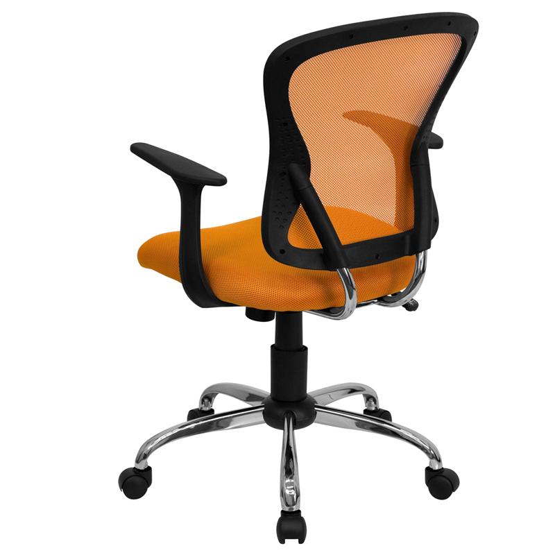 FLASH Alfred Mid Back Black Mesh Swivel Task Office Chair with Chrome Base and Arms - Ergonomic Desk Chair for Home Office, Computer Work & Gaming