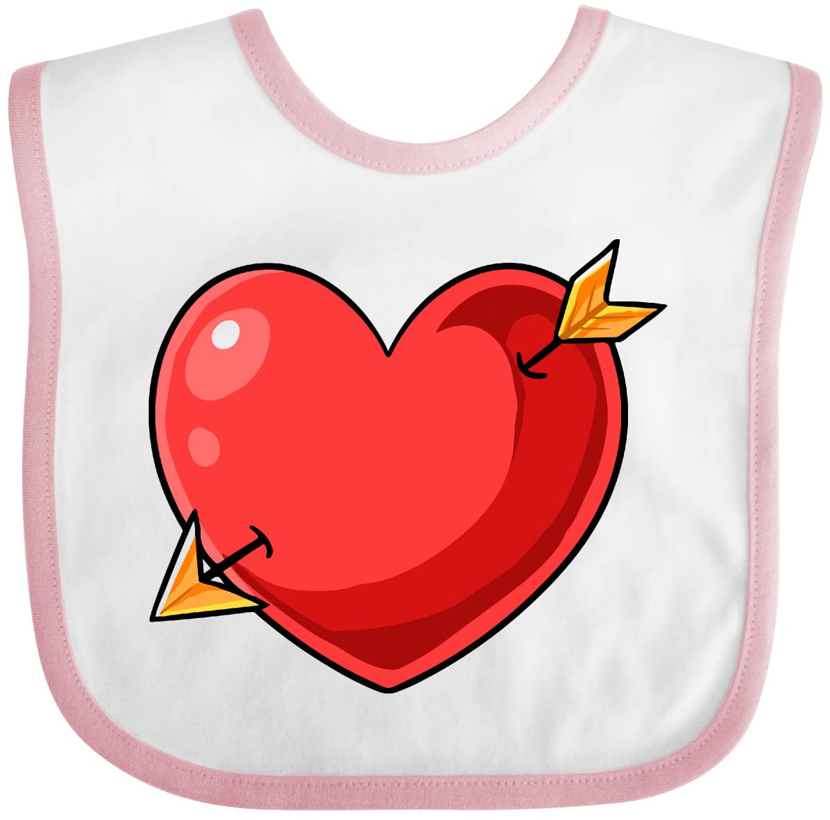 Inktastic Red Heart with Arrow Baby Bib - Soft Cotton Drool Bib for Infants & Toddlers - Perfect for Feeding, Teething, and Photo Shoots