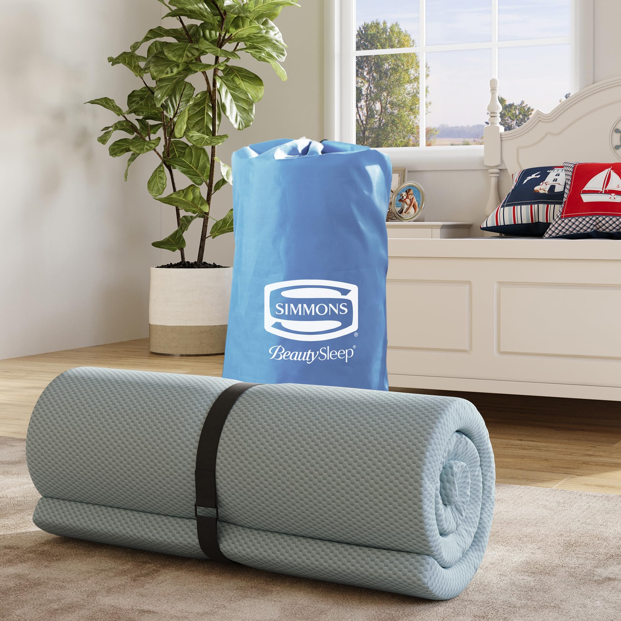 Beautysleep Siesta Memory Foam Lounger - Portable Rollaway Sleeping Mattress with Washable Cover & Travel Bag - Twin Size Floor Bed for Camping, Guest Room, Dorm, Office Nap & Travel Comfort