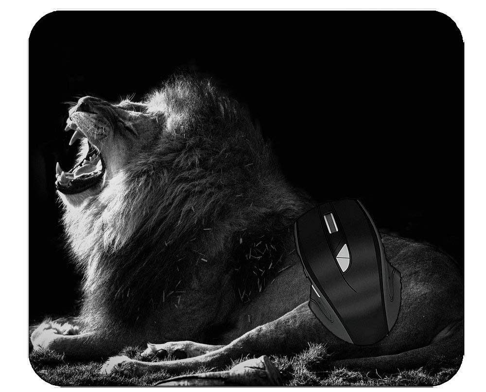 Lion Black and White Wildlife Art Gaming Mouse Pad - Non-Slip Rubber Base for PC, Laptop, Office & Esports | Large Extended Mouse Mat for Gamers & Professionals