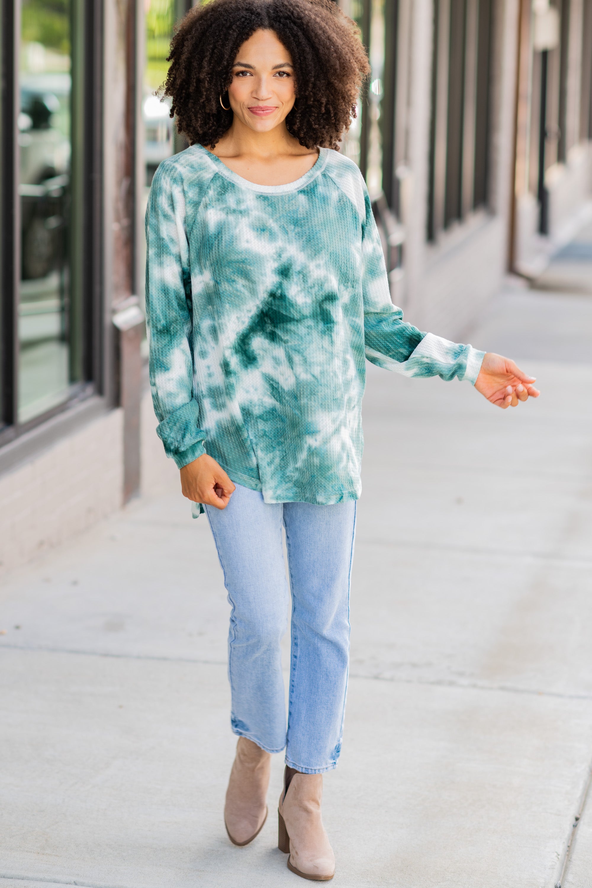 Easy Like Sunday Olive Green Tie Dye Tunic - Stylish Boho Women's Top for Casual Wear, Beach Outings & Music Festivals
