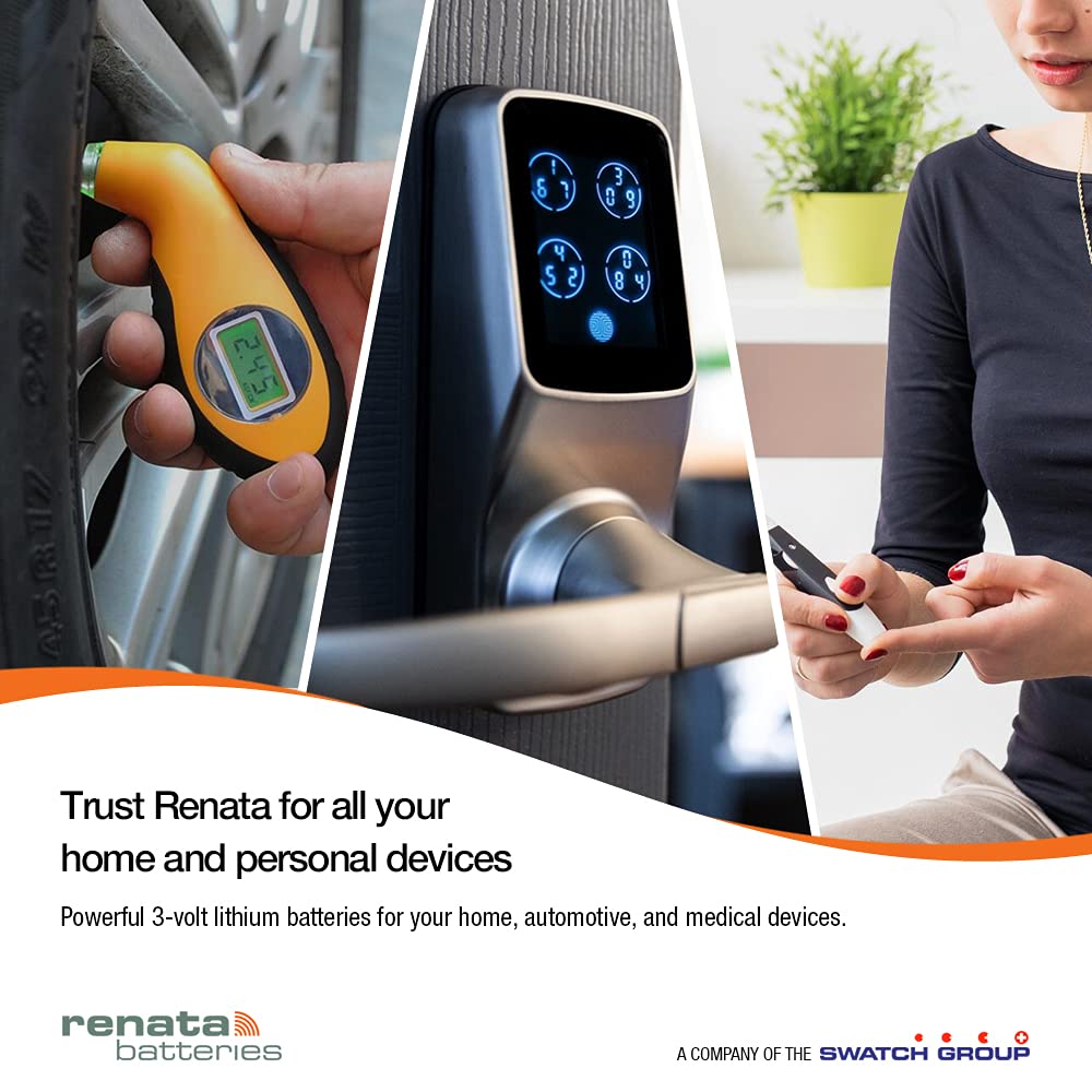 Renata CR2016 3V Lithium Coin Battery (5-Pack) - Long-Lasting Power for Watches, Calculators, Key Fobs & Small Electronics