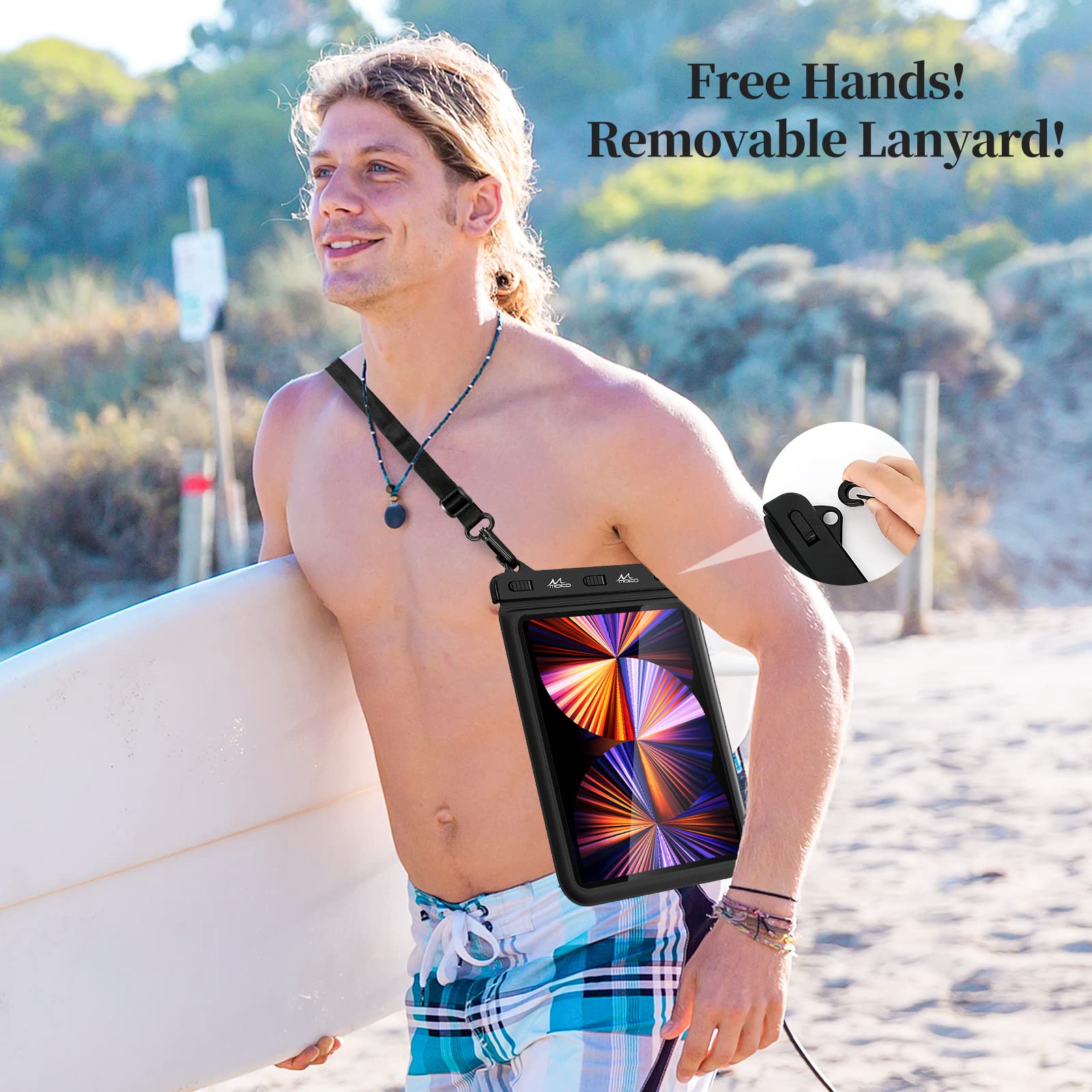 Waterproof Tablet Case for Fire HD 10, iPad 10th Gen, iPad Pro 11 (2022), iPad Air 5/4/3/2, iPad 10.2/9.7, Galaxy Tab S6/S7, Tab A 10.1 - Shockproof Stand Pouch with Handle for Bath, Kitchen, Pool & Outdoor Activities