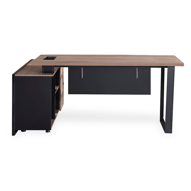 ADRIANO Executive Office Desk with Right Return - 160cm & 180cm Light Brown Wooden L-Shaped Desk for Home Office & Workspace