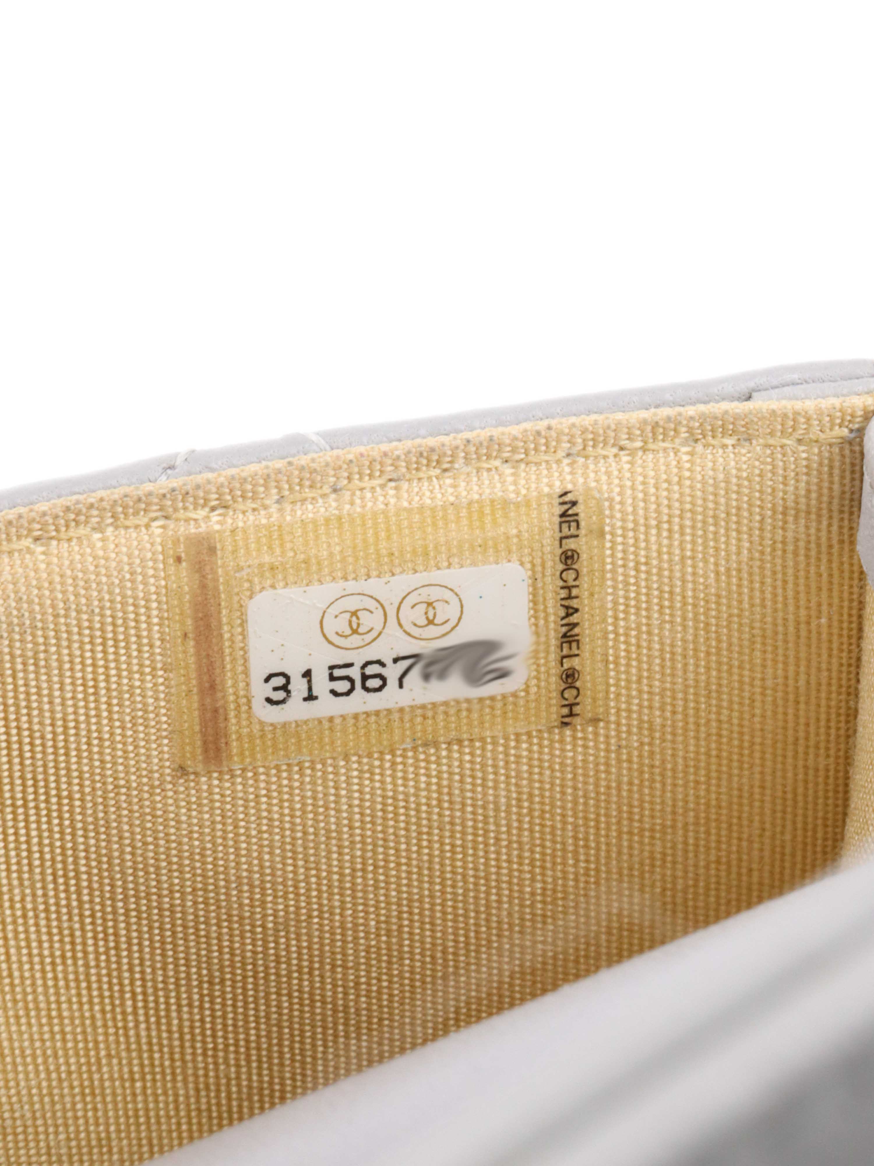 Chanel Grey Leather Cardholder on Chain with Pearl Crush & Gold Hardware - Luxury Compact Wallet for Women | Perfect for Everyday Use, Travel & Special Occasions